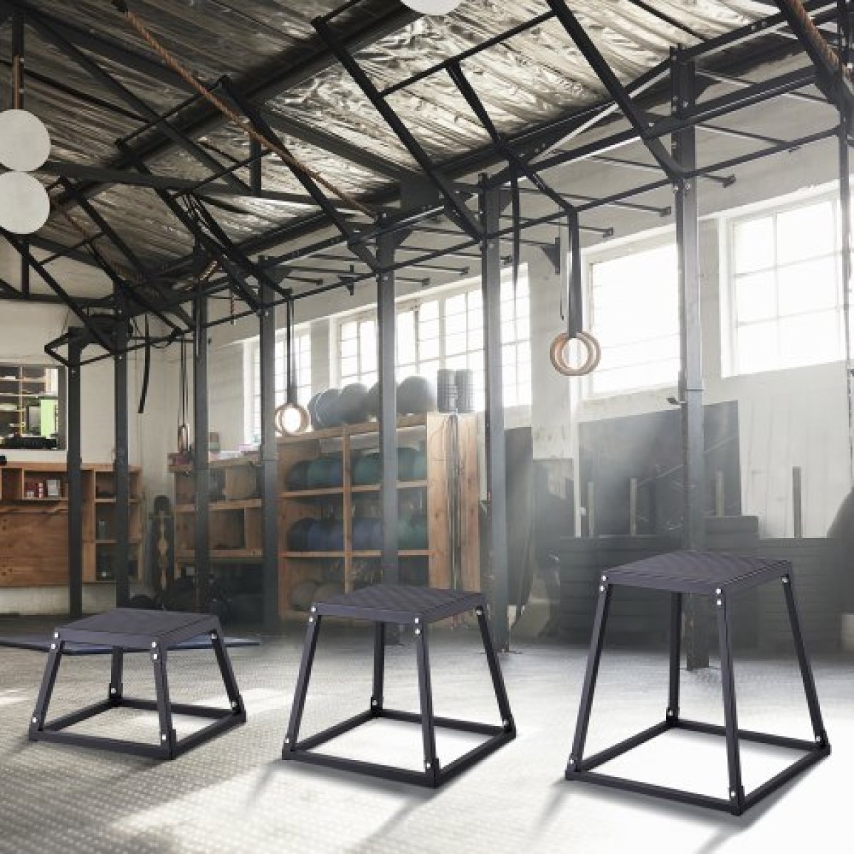 VEVOR Plyometric Jump Boxes, 12/18/24 Inch Plyo Box, Platform and Jumping Agility Box, Anti-slip Fitness Exercise Step Up Box for Home Gym Training, Conditioning Strength Training, Μαύρο