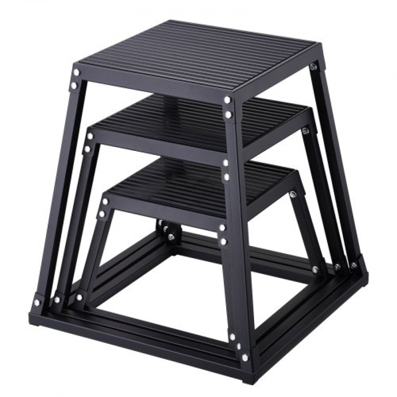 VEVOR Plyometric Jump Boxes, 12/18/24 Inch Plyo Box, Platform and Jumping Agility Box, Anti-slip Fitness Exercise Step Up Box for Home Gym Training, Conditioning Strength Training, Μαύρο
