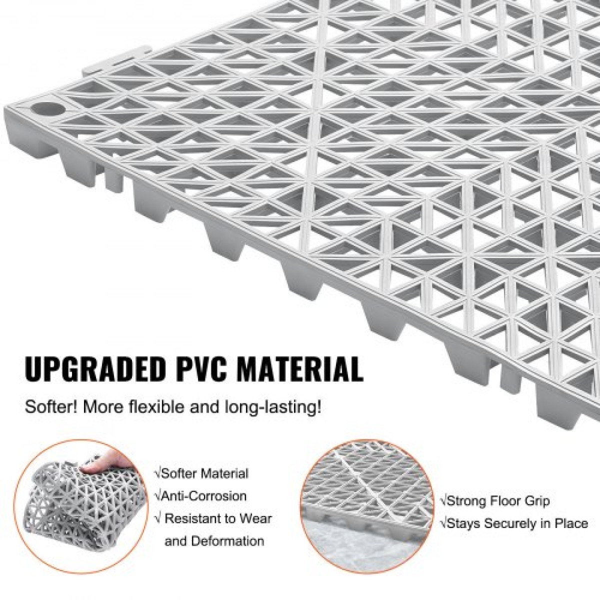 Πλακάκια δαπέδου VEVOR Interlocking Drainage 30,5 x 30,5 cm Αντιολισθητικά πλακάκια δαπέδου PVC 12 Συσκευασία