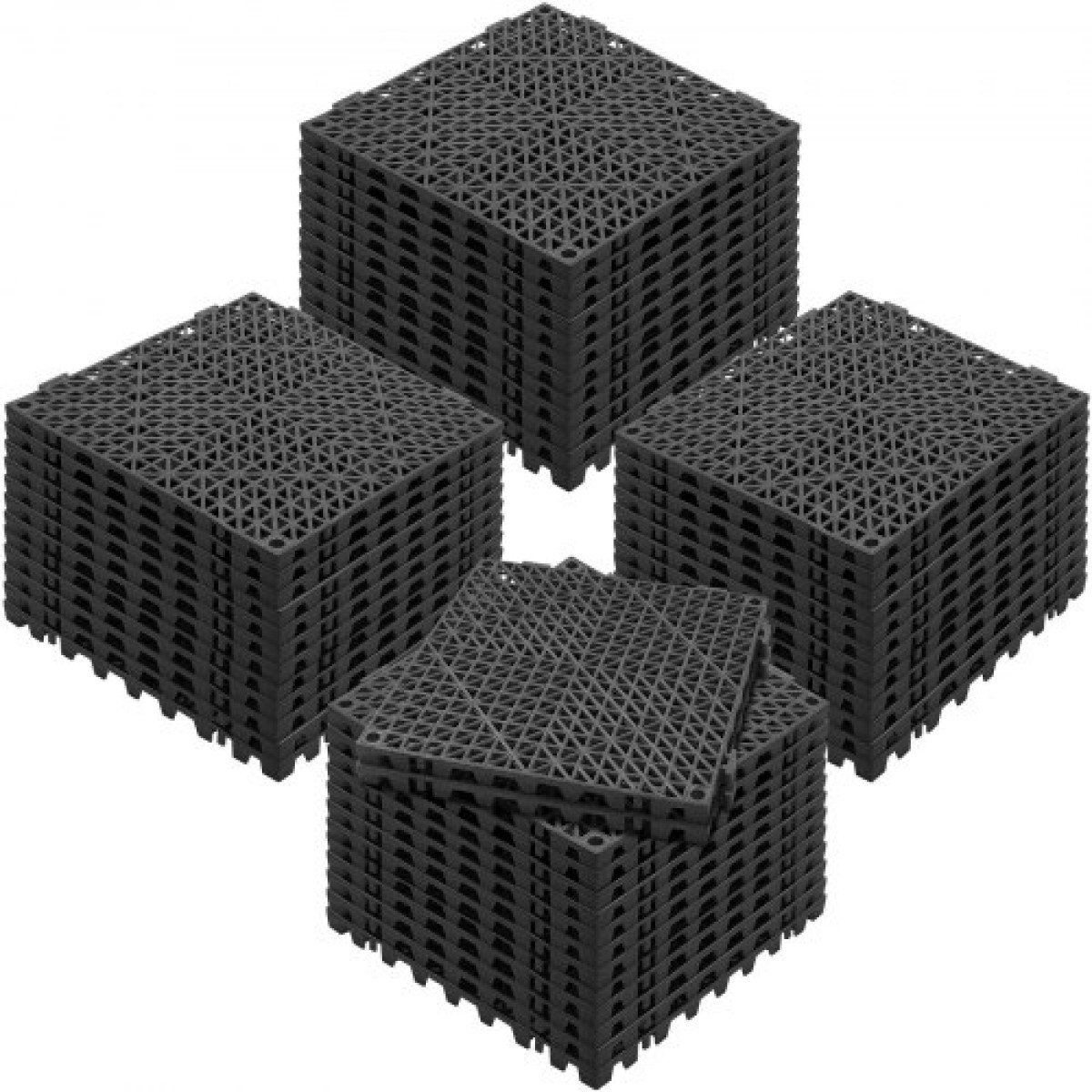 VEVOR Modular Interlocking Cushion, 50 Pack 30 x 30 cm Splicing Dranage Mats, Μαλακό PVC Πλακάκια δαπέδου αποστράγγισης, Αντιολισθητική τρύπα αποστράγγισης για τουαλέτα, Μπάνιο, Κουζίνα, Πισίνα, Υγρό Χώρο, Μαύρο
