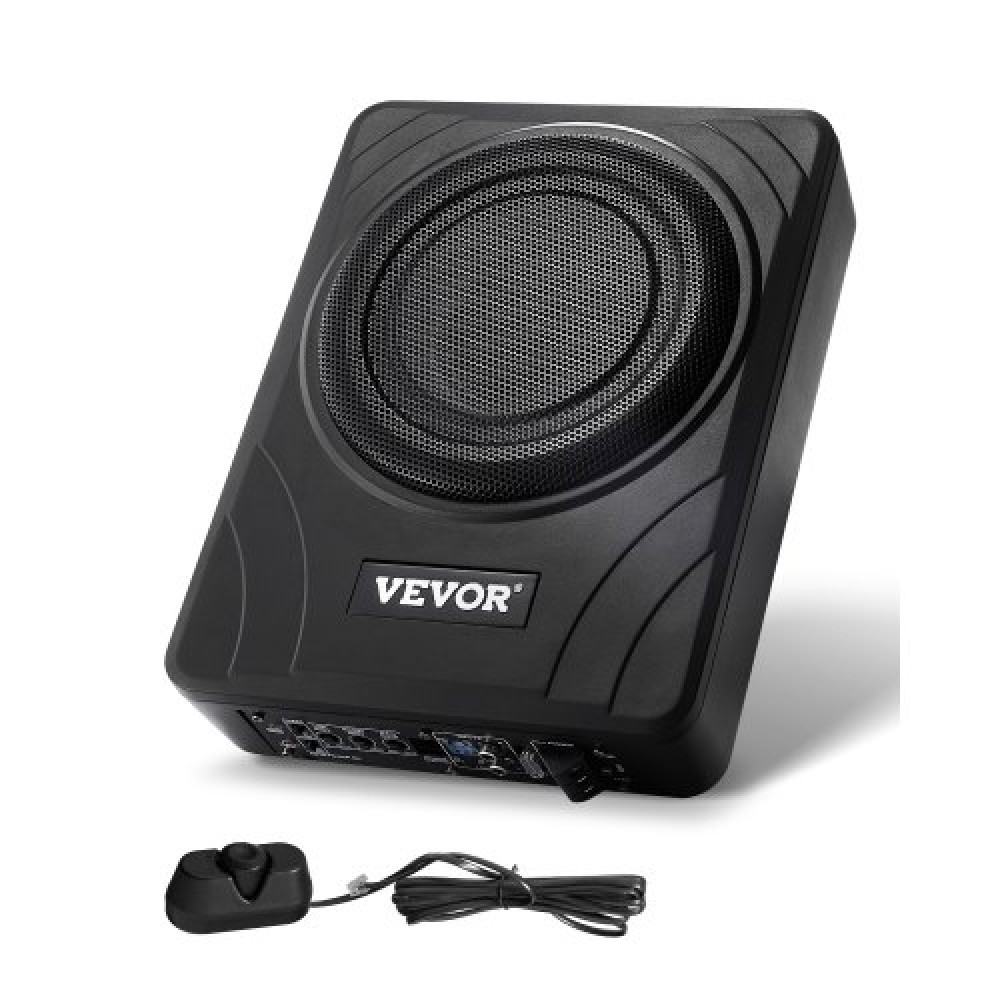 Υπογούφερ αυτοκινήτου VEVOR 8" 300W, Λεπτά υπογούφερ αυτοκινήτου κάτω από το κάθισμα, Ενσωματωμένος δευτερεύων ενισχυτής ήχου χαμηλού προφίλ, είσοδος υψηλού/χαμηλού επιπέδου και ελεγκτής έντασης ήχου για SUV, αυτοκίνητο, φορτηγό, RV
