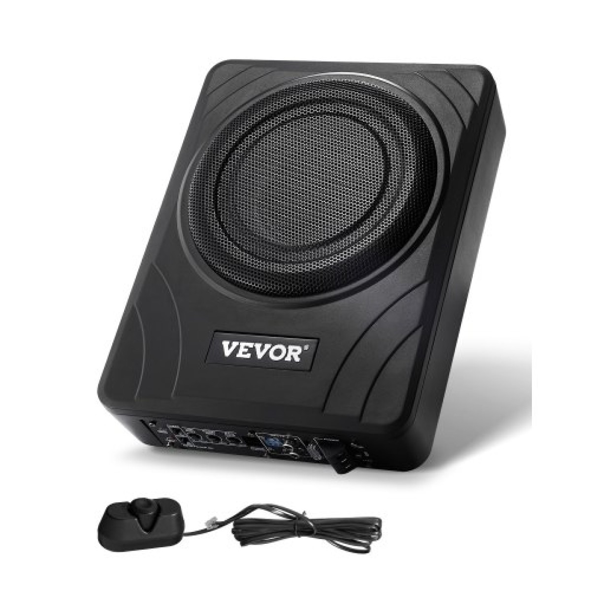 Υπογούφερ αυτοκινήτου VEVOR 8" 300W, Λεπτά υπογούφερ αυτοκινήτου κάτω από το κάθισμα, Ενσωματωμένος δευτερεύων ενισχυτής ήχου χαμηλού προφίλ, είσοδος υψηλού/χαμηλού επιπέδου και ελεγκτής έντασης ήχου για SUV, αυτοκίνητο, φορτηγό, RV