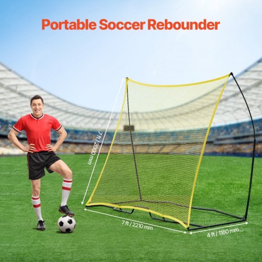 VEVOR Soccer Rebounder, φορητός προπονητής ποδοσφαίρου, 7x7FT Iron & Polyester Soccer Practice Equipment, Sports Football Rebounder Wall με φορητή τσάντα, Ιδανικό για ομαδική προπόνηση, πάσο, βόλεϊ