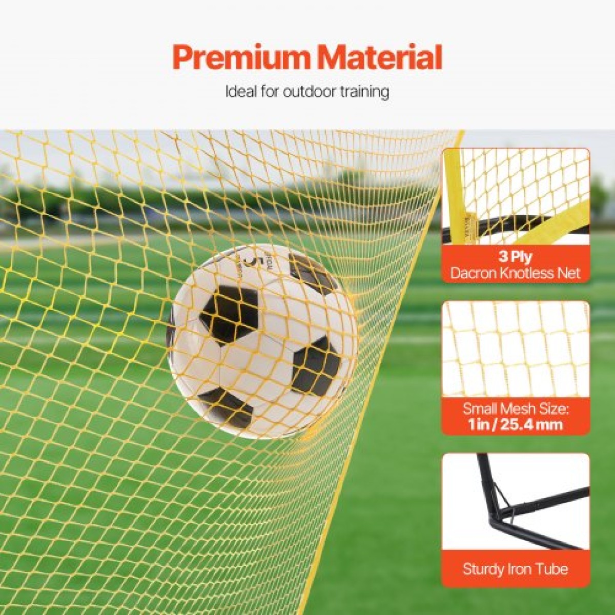 VEVOR Soccer Rebounder, φορητός προπονητής ποδοσφαίρου, 7x7FT Iron & Polyester Soccer Practice Equipment, Sports Football Rebounder Wall με φορητή τσάντα, Ιδανικό για ομαδική προπόνηση, πάσο, βόλεϊ