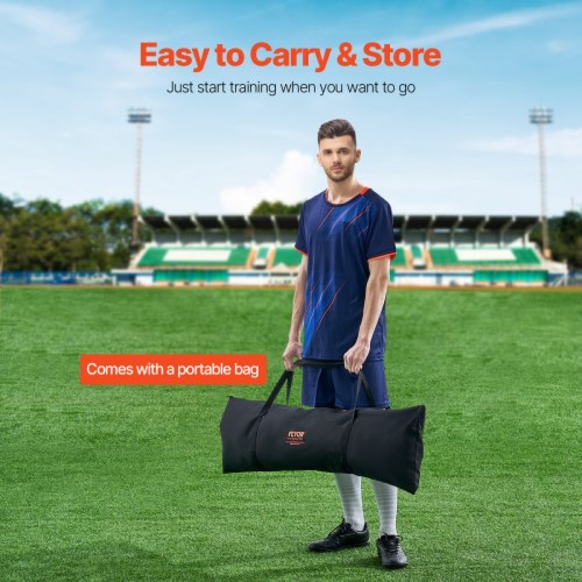VEVOR Soccer Rebounder, φορητός προπονητής ποδοσφαίρου, 7x7FT Iron & Polyester Soccer Practice Equipment, Sports Football Rebounder Wall με φορητή τσάντα, Ιδανικό για ομαδική προπόνηση, πάσο, βόλεϊ