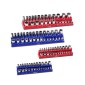 VEVOR Magnetic Socket Organizer Set, 4PCS Magnetic Socket Holder, Metric Socket Trays SAE 1/4'' & 3/8'' με ευκρινείς ετικέτες, κράτημα έως 108PCS Standard & Deep Socket, Blue & Red (Δεν περιλαμβάνονται οι πρίζες)