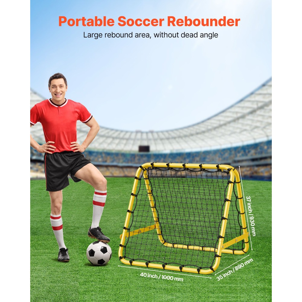 VEVOR Soccer Rebounder Rebound Net, φορητό δώρο προπόνησης ποδοσφαίρου 40"x35"x37", δίχτυ τέρματος πλήρως ρυθμιζόμενες γωνίες, βοηθήματα και εξοπλισμός για παιδιά, εφήβους και όλες τις ηλικίες, εύκολη ρύθμιση και τέλεια αποθήκευση