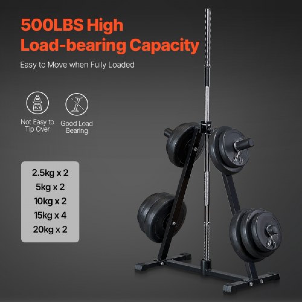VEVOR Weight Plate Rack, A Frame Weight Plate Tree for 2-inch Weight Plate Tree, Standard Weight Plate Tree, 300 lbs Load Capacity Weight Storage Storage, Home Gym Barbell Rack Storage Stand, Μαύρο