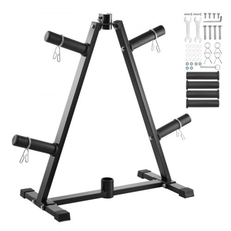 VEVOR Weight Plate Rack, A Frame Weight Plate Tree for 2-inch Weight Plate Tree, Standard Weight Plate Tree, 300 lbs Load Capacity Weight Storage Storage, Home Gym Barbell Rack Storage Stand, Μαύρο