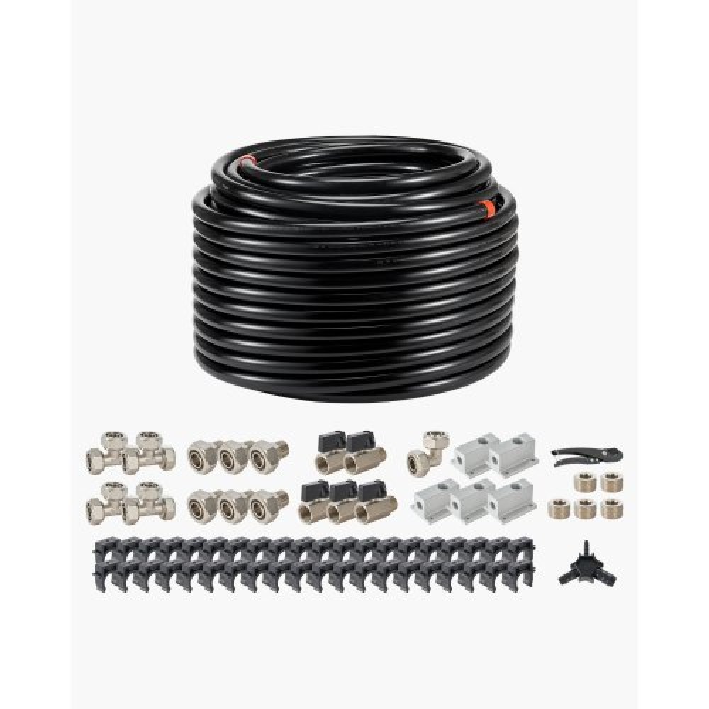 VEVOR Air Compressor Line Kit, 200FT x 3/4", Σύστημα σωληνώσεων πεπιεσμένου αέρα HDPE-αλουμινίου, στεγανό & εύκολο στην εγκατάσταση, κιτ σωλήνων γραμμής συμπιεσμένου αέρα για συνεργεία συνεργείων, μαύρο