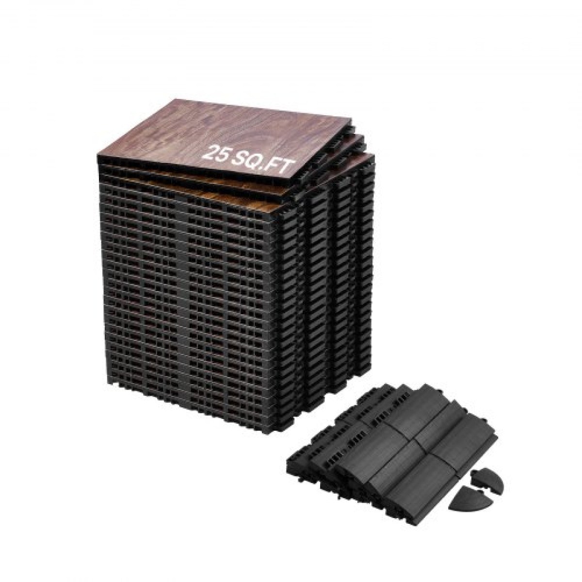 Πλακάκια δαπέδου VEVOR, 12,4 x 12,4 σε 25 τεμάχια συμπλεγμένο δάπεδο χορού, φορητό δάπεδο εξάσκησης χορού με μαξιλαρισμένη βάση (κόκκος ξύλου δρυός, 25 τετραγωνικά πόδια/Κουτί )