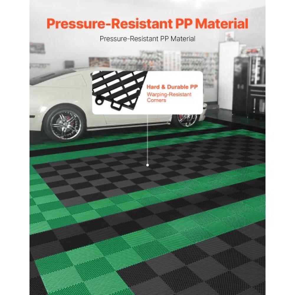 VEVOR Interlocking Drinage Mat, 12" x 12" Modular Interlocking Cushion, 12 Pcs Spicing Drinage Mats, Αντιολισθητικό Μαύρο PP Πλακάκι δαπέδου αποστράγγισης και Χαλάκι ντους, για γκαράζ, κήπο, κουζίνα και εξωτερικό χώρο