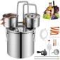 VEVOR Alcohol Still, 3 Gal / 11,4 L από ανοξείδωτο χάλυβα Νερού Οινοπνευματοποιός Αποστακτήρα με Χάλκινο Πηνίο για Γρήγορη Ψύξη, Κιτ Απόσταξης Διπλού Συμπυκνωτή με Δευτερεύουσα Απόσταξη, για Μπράντυ Ουίσκι Οίνου, Ασημί