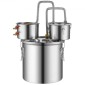 VEVOR Alcohol Still, 3 Gal / 11,4 L από ανοξείδωτο χάλυβα Νερού Οινοπνευματοποιός Αποστακτήρα με Χάλκινο Πηνίο για Γρήγορη Ψύξη, Κιτ Απόσταξης Διπλού Συμπυκνωτή με Δευτερεύουσα Απόσταξη, για Μπράντυ Ουίσκι Οίνου, Ασημί