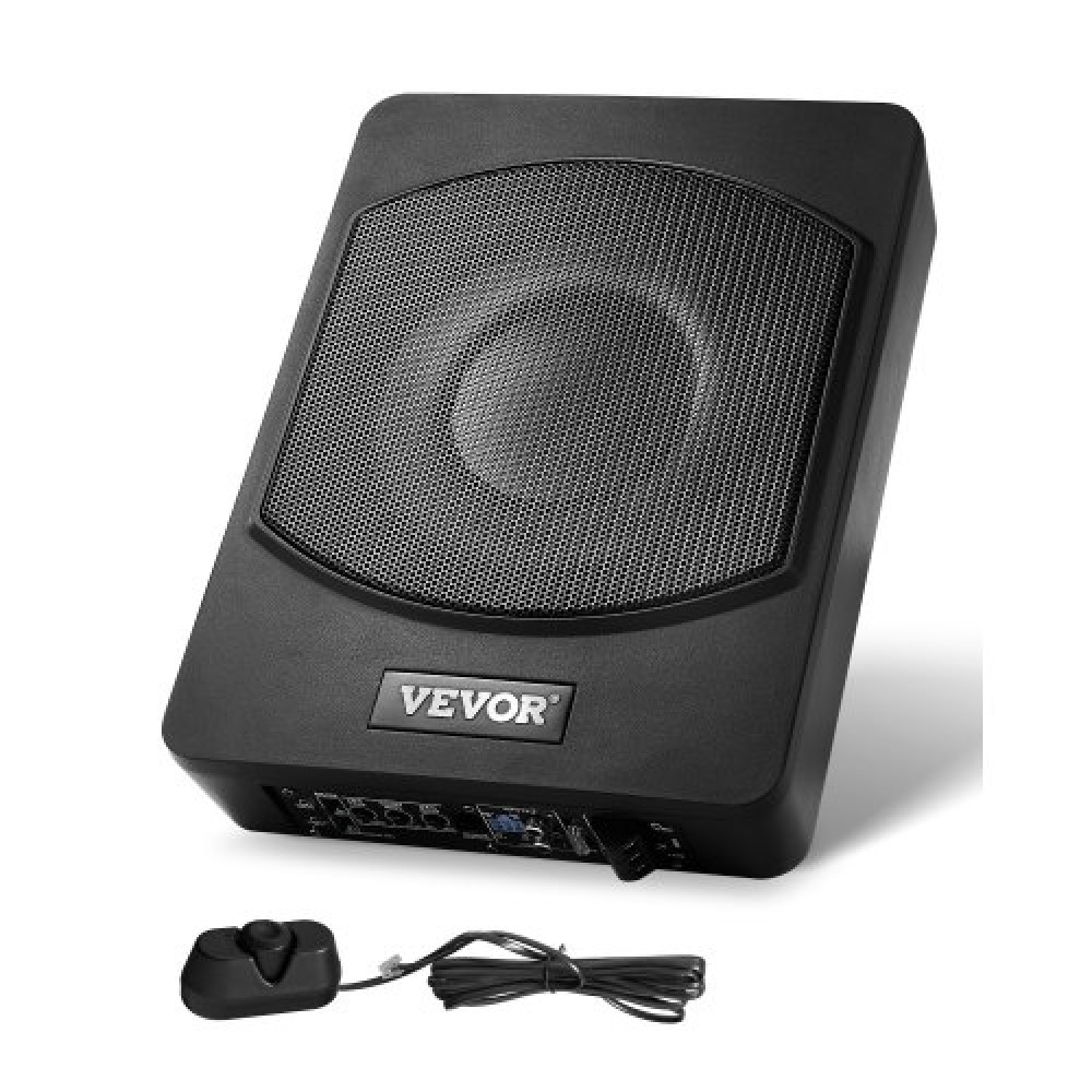 Υπογούφερ αυτοκινήτου VEVOR 10" 240W, Λεπτά υπογούφερ αυτοκινήτου κάτω από το κάθισμα, Ενσωματωμένος δευτερεύων ενισχυτής ήχου χαμηλού προφίλ, είσοδος υψηλού/χαμηλού επιπέδου και ελεγκτής έντασης ήχου για SUV, αυτοκίνητο, φορτηγό, RV