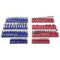 VEVOR Magnetic Socket Organizer Set, 8PCS Socket Holder, 1/4'', 3/8'' & 1/2'' Metric Socket Trays SAE with Clear Labels, Hold to 199PCS Standard & Deep Sockets, Blaue & Red (Δεν περιλαμβάνονται οι πρίζες)
