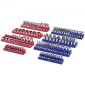 VEVOR Magnetic Socket Organizer Set, 8PCS Socket Holder, 1/4'', 3/8'' & 1/2'' Metric Socket Trays SAE with Clear Labels, Hold to 199PCS Standard & Deep Sockets, Blaue & Red (Δεν περιλαμβάνονται οι πρίζες)