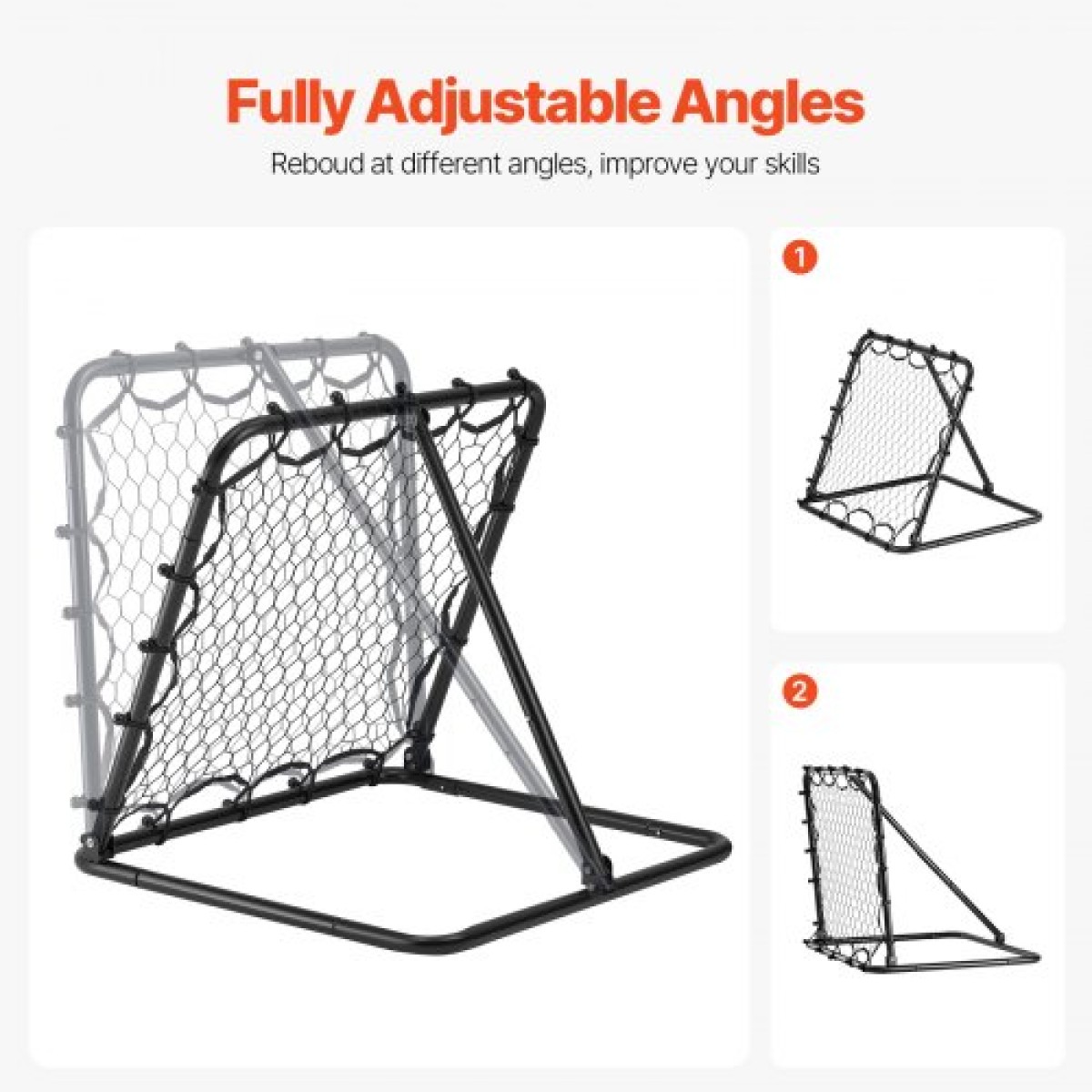 VEVOR Soccer Rebounder Rebound Net, Kick-Back 34"x34", φορητά δώρα προπόνησης ποδοσφαίρου, πλήρως ρυθμιζόμενο δίχτυ γωνιών, βοηθήματα και εξοπλισμός για παιδιά, εφήβους και όλες τις ηλικίες, Εύκολη ρύθμιση και τέλεια αποθήκευση