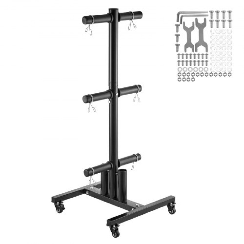 VEVOR Weight Plate Rack, Vertical Weight Plate Tree για πιάτα βάρους 2 ιντσών, Standard Weight Plate Tree με ρόδες, Load Capacity Weight Storage Holder, Home Gym Rack Barbell Storage Stand