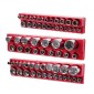 VEVOR Magnetic Socket Organizer Set, 3PCS Magnetic Socket Holder, 1/4'', 3/8'' & 1/2'' SAE Socket Trays with Clear Labels, Hold to 68PCS Standard & Deep Sockets, Red (Δεν περιλαμβάνονται οι πρίζες)