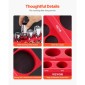 VEVOR Magnetic Socket Organizer Set, 3PCS Magnetic Socket Holder, 1/4'', 3/8'' & 1/2'' SAE Socket Trays with Clear Labels, Hold to 68PCS Standard & Deep Sockets, Red (Δεν περιλαμβάνονται οι πρίζες)