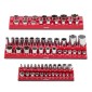 VEVOR Magnetic Socket Organizer Set, 3PCS Magnetic Socket Holder, 1/4'', 3/8'' & 1/2'' SAE Socket Trays with Clear Labels, Hold to 68PCS Standard & Deep Sockets, Red (Δεν περιλαμβάνονται οι πρίζες)