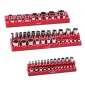 VEVOR Magnetic Socket Organizer Set, 3PCS Magnetic Socket Holder, 1/4'', 3/8'' & 1/2'' SAE Socket Trays with Clear Labels, Hold to 68PCS Standard & Deep Sockets, Red (Δεν περιλαμβάνονται οι πρίζες)
