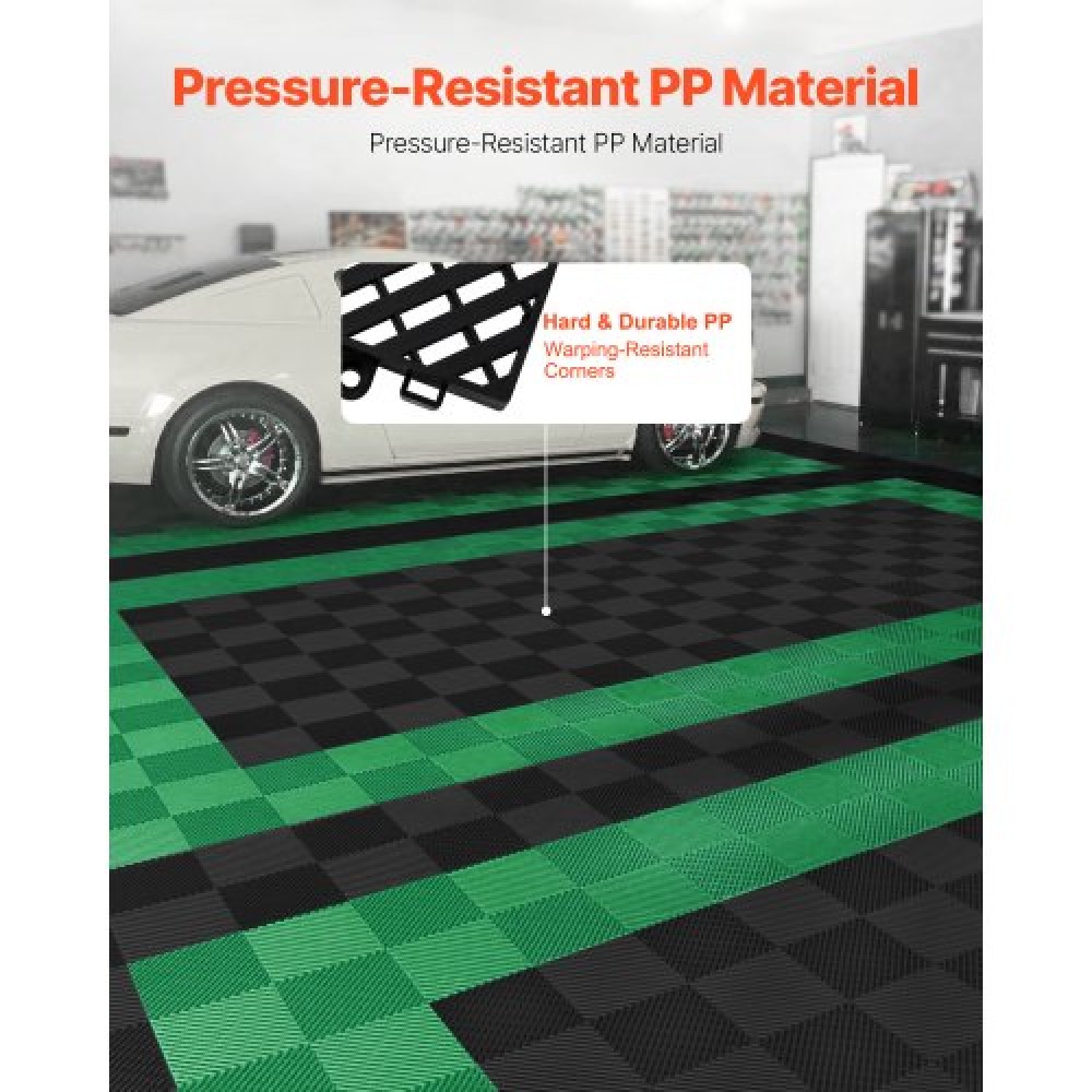 VEVOR Interlocking Drinage Mat, 15,7” x 15,7” Modular Interlocking Cushion, 24 Pcs Spicing Dranage Mats, Αντιολισθητικό Μαύρο PP Πλακάκι δαπέδου αποστράγγισης και Χαλάκι ντους, για γκαράζ, κήπο, κουζίνα και εξωτερικό χώρο