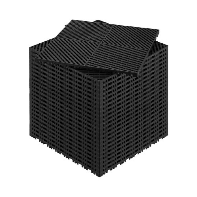 VEVOR Interlocking Drinage Mat, 15,7” x 15,7” Modular Interlocking Cushion, 24 Pcs Spicing Dranage Mats, Αντιολισθητικό Μαύρο PP Πλακάκι δαπέδου αποστράγγισης και Χαλάκι ντους, για γκαράζ, κήπο, κουζίνα και εξωτερικό χώρο