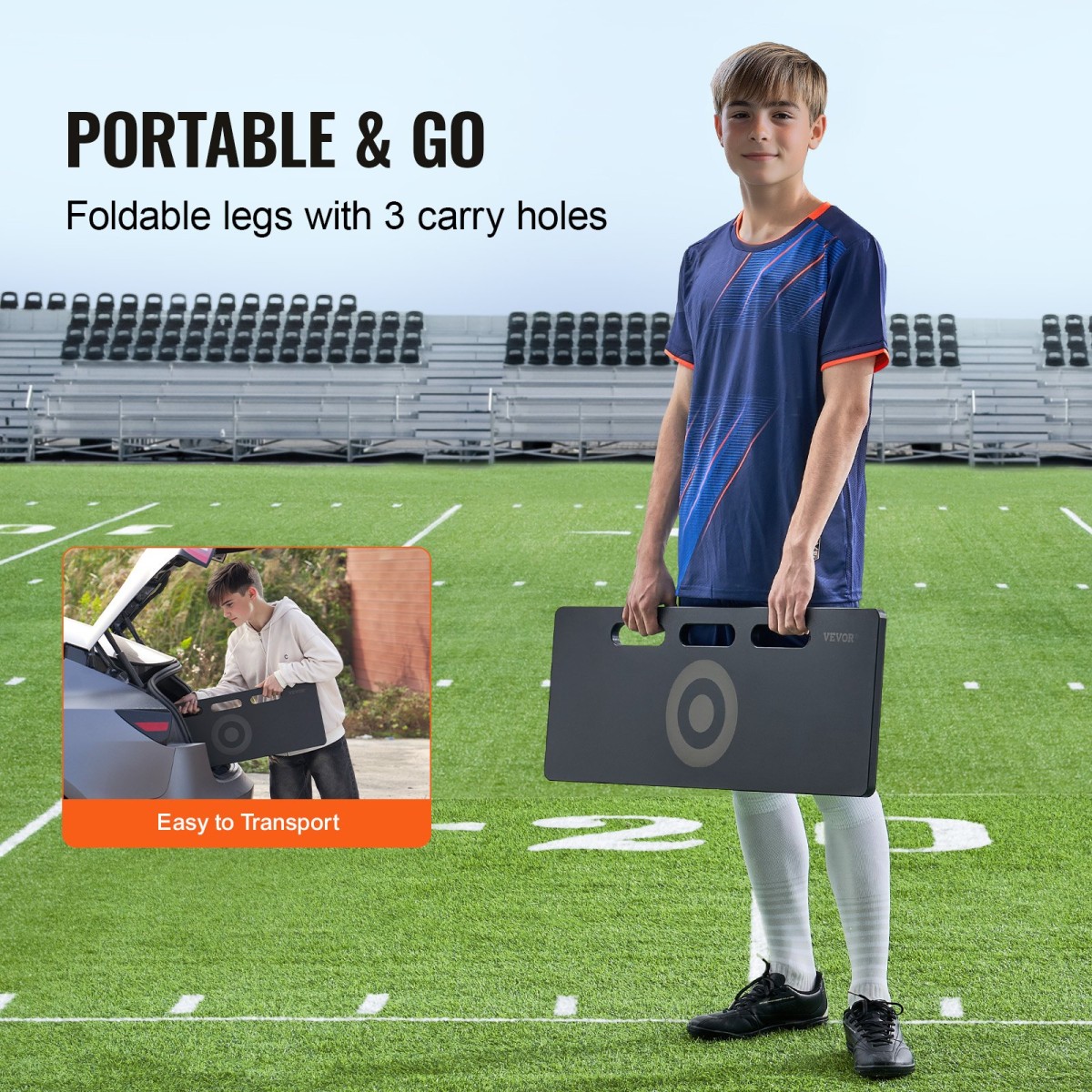 VEVOR Soccer Rebounder Board, Φορητός τοίχος ποδοσφαίρου 32"X12" με 2 γωνίες ανάκαμψης, αναδιπλούμενος HDPE Kickback Rebound Board, Εξοπλισμός προπόνησης ποδοσφαίρου για παιδιά και ενήλικες, Passing & Shooting Practice