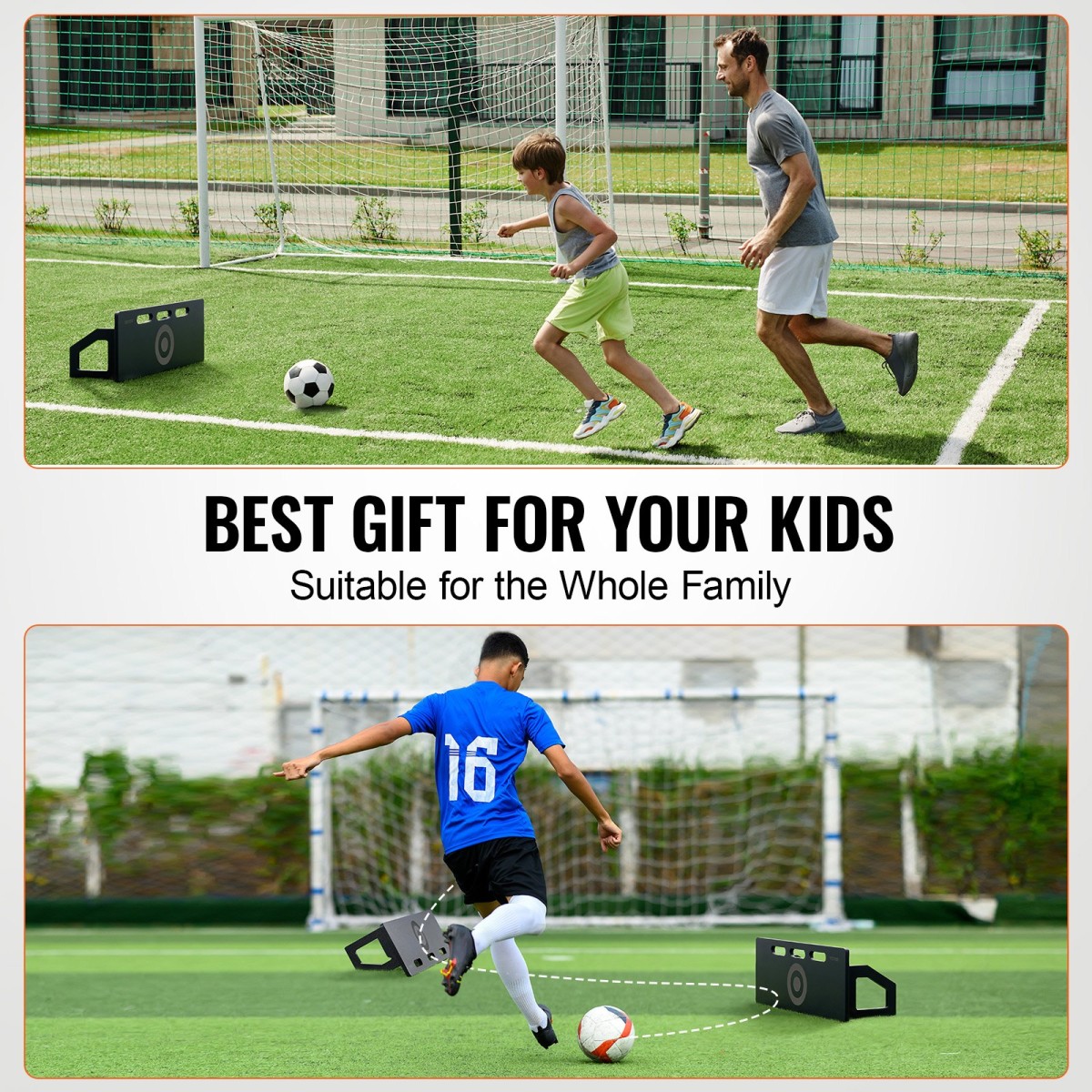 VEVOR Soccer Rebounder Board, Φορητός τοίχος ποδοσφαίρου 32"X12" με 2 γωνίες ανάκαμψης, αναδιπλούμενος HDPE Kickback Rebound Board, Εξοπλισμός προπόνησης ποδοσφαίρου για παιδιά και ενήλικες, Passing & Shooting Practice