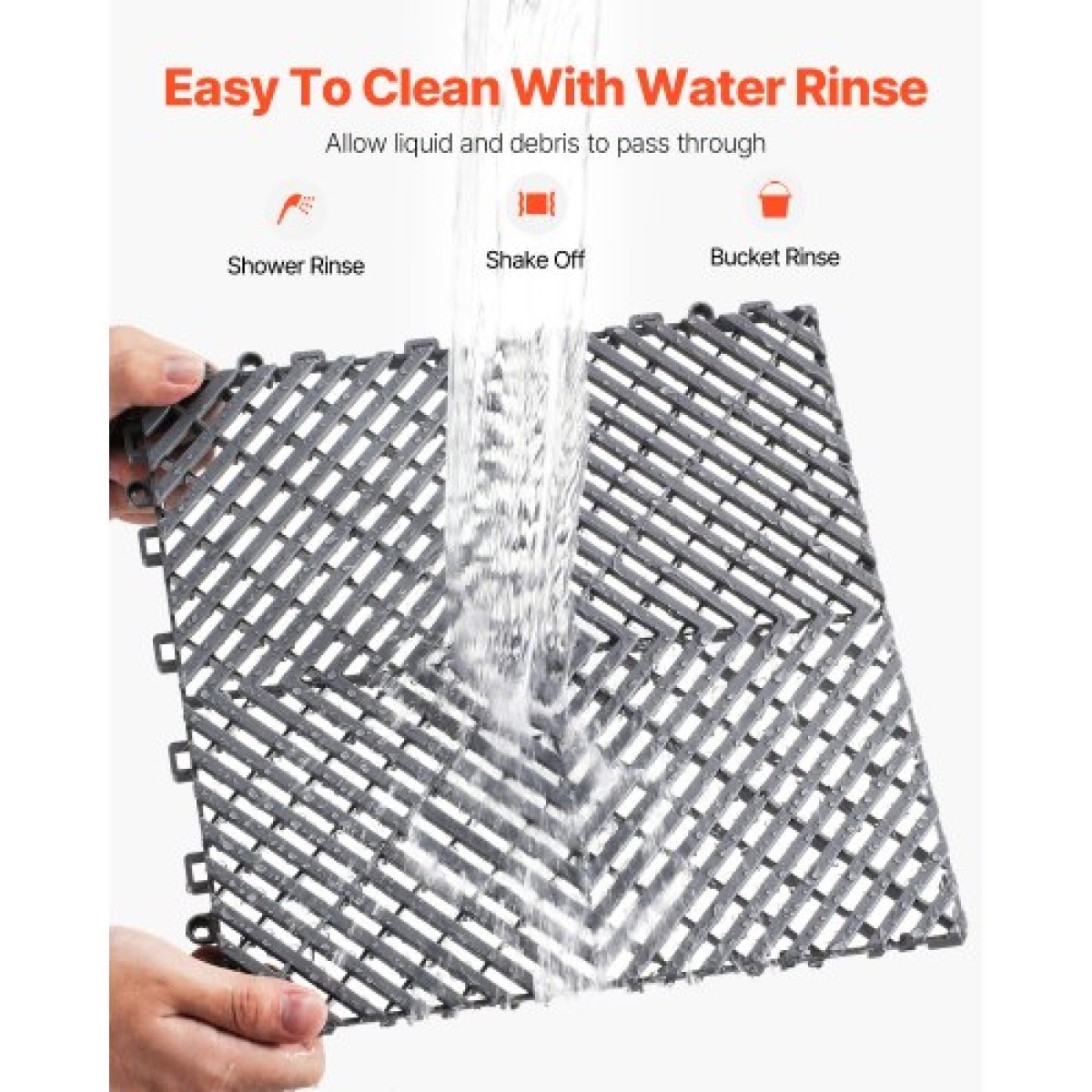 VEVOR Interlocking Drinage Mat, 12" x 12" Modular Interlocking Cushion, 12 Pcs Spicing Drinage Mats, Αντιολισθητικό Γκρι PP Πλακάκι δαπέδου αποστράγγισης και Χαλάκι ντους, για γκαράζ, κήπο, κουζίνα και εξωτερικό χώρο