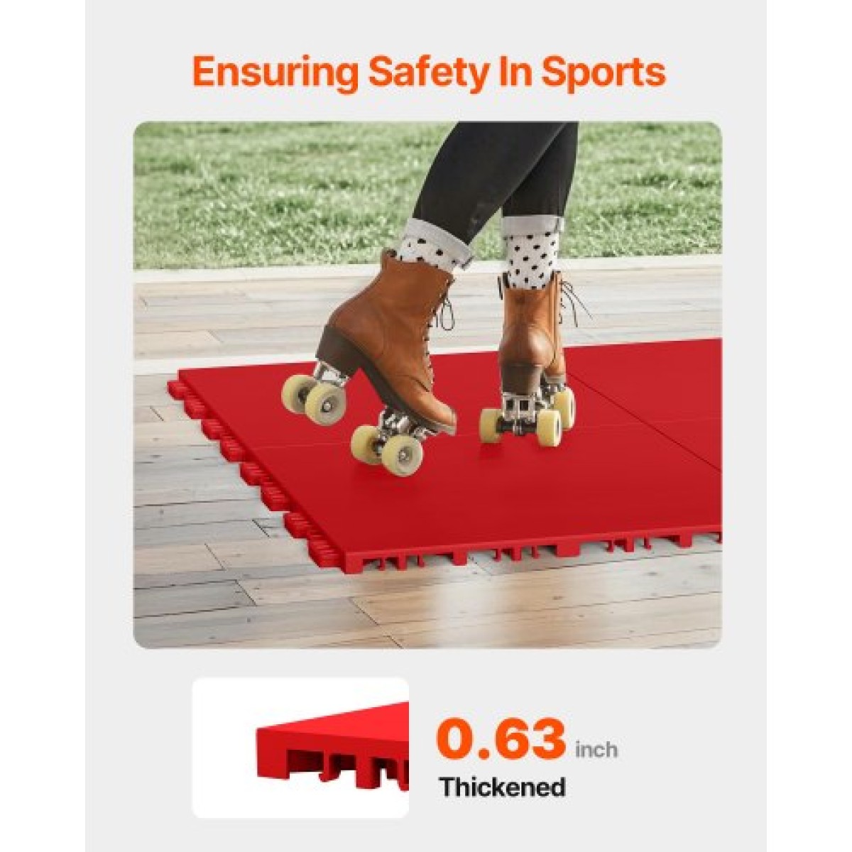 VEVOR Dryland Tiles for Hockey Floor Mat, 12 x 12 σε 8 τεμ. Συμπλεκόμενη ευέλικτη επιφάνεια προπόνησης, Πλακάκια δαπέδου χορού, σανίδα προπόνησης χόκεϊ για σκοποβολή (Κόκκινο, 8 sq. ft/Box)