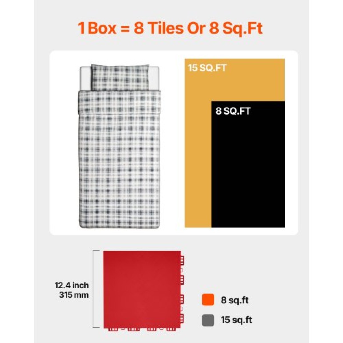 VEVOR Dryland Tiles for Hockey Floor Mat, 12 x 12 σε 8 τεμ. Συμπλεκόμενη ευέλικτη επιφάνεια προπόνησης, Πλακάκια δαπέδου χορού, σανίδα προπόνησης χόκεϊ για σκοποβολή (Κόκκινο, 8 sq. ft/Box)