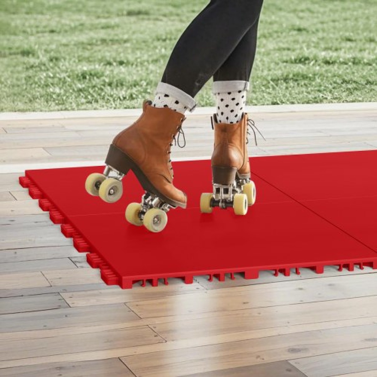 VEVOR Dryland Tiles for Hockey Floor Mat, 12 x 12 σε 8 τεμ. Συμπλεκόμενη ευέλικτη επιφάνεια προπόνησης, Πλακάκια δαπέδου χορού, σανίδα προπόνησης χόκεϊ για σκοποβολή (Κόκκινο, 8 sq. ft/Box)