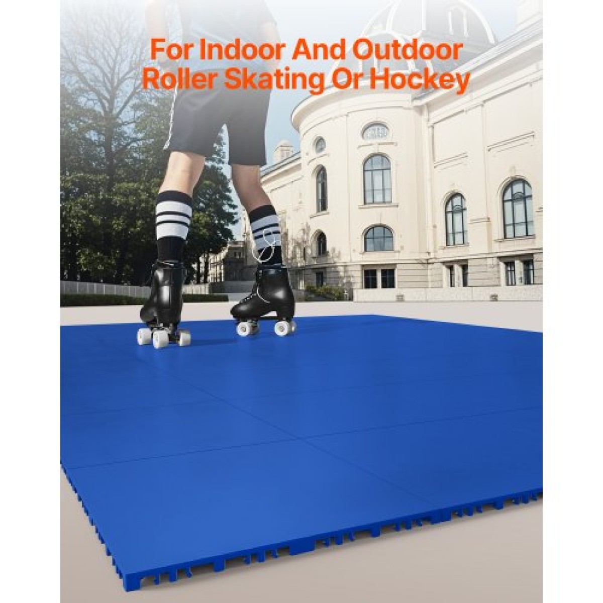 VEVOR Dryland Tiles for Hockey Floor Mat, 12 x 12 σε 8 τεμ. Αλληλένδετη ευέλικτη επιφάνεια προπόνησης, Πλακάκια δαπέδου χορού, σανίδα προπόνησης χόκεϊ για σκοποβολή (Μπλε, 8 τ.μ./Κουτί)