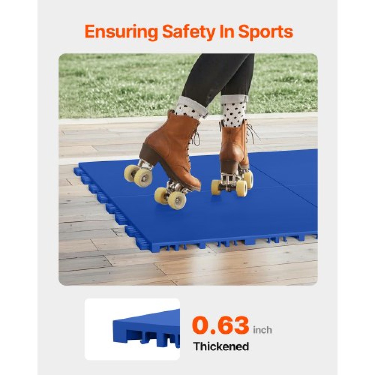 VEVOR Dryland Tiles for Hockey Floor Mat, 12 x 12 σε 8 τεμ. Αλληλένδετη ευέλικτη επιφάνεια προπόνησης, Πλακάκια δαπέδου χορού, σανίδα προπόνησης χόκεϊ για σκοποβολή (Μπλε, 8 τ.μ./Κουτί)
