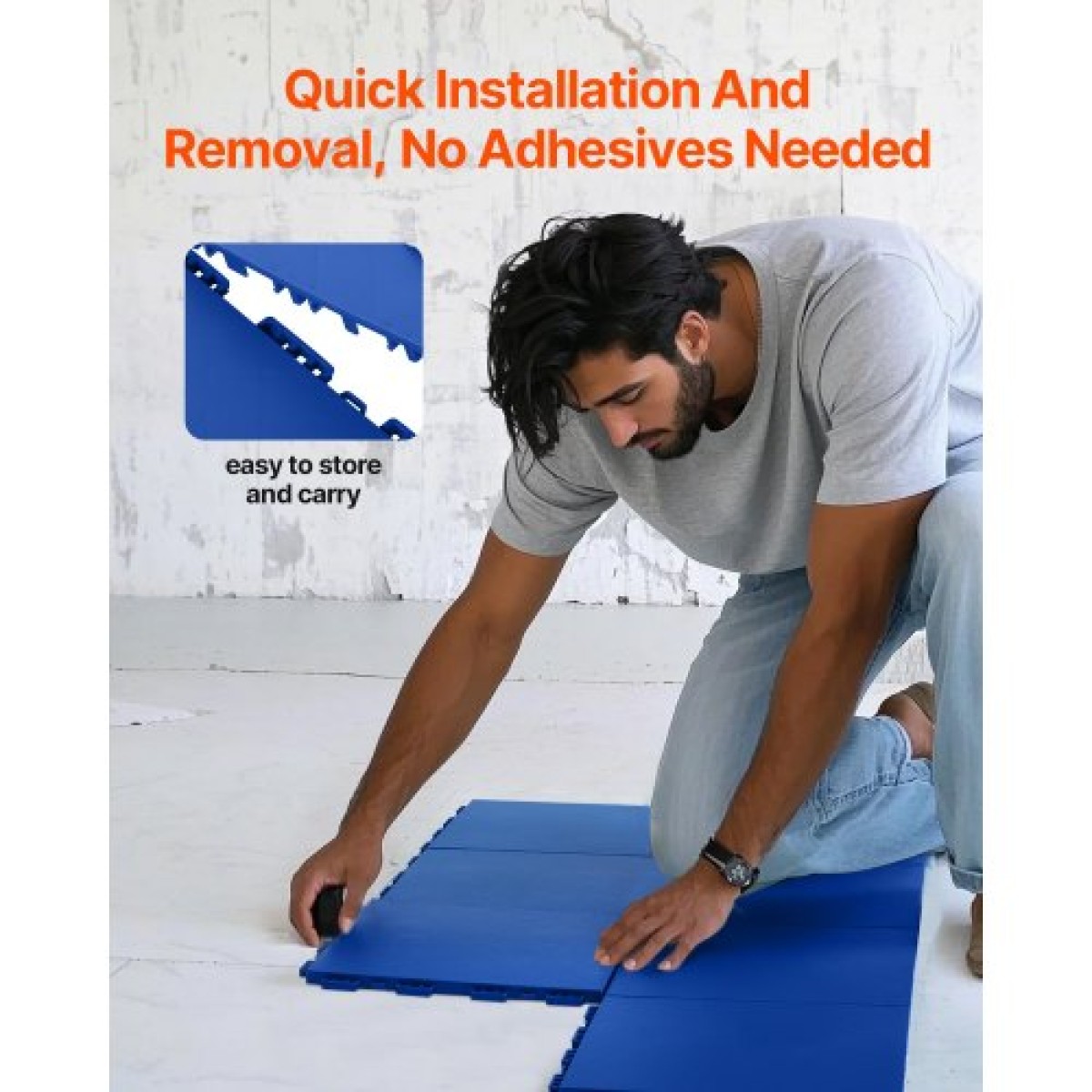 VEVOR Dryland Tiles for Hockey Floor Mat, 12 x 12 σε 8 τεμ. Αλληλένδετη ευέλικτη επιφάνεια προπόνησης, Πλακάκια δαπέδου χορού, σανίδα προπόνησης χόκεϊ για σκοποβολή (Μπλε, 8 τ.μ./Κουτί)