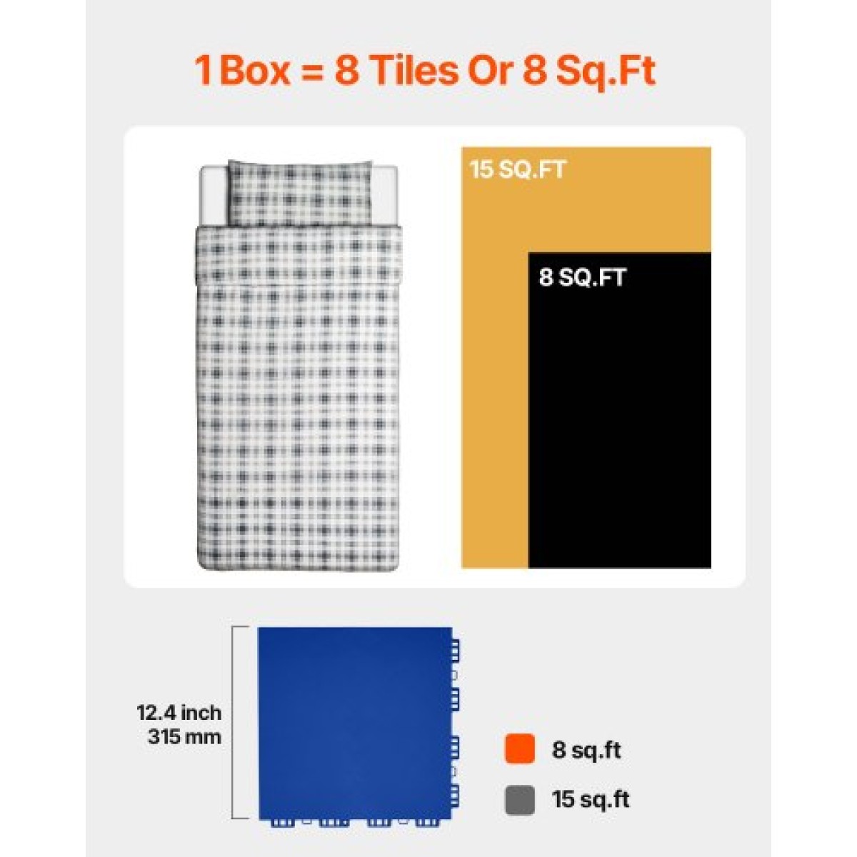 VEVOR Dryland Tiles for Hockey Floor Mat, 12 x 12 σε 8 τεμ. Αλληλένδετη ευέλικτη επιφάνεια προπόνησης, Πλακάκια δαπέδου χορού, σανίδα προπόνησης χόκεϊ για σκοποβολή (Μπλε, 8 τ.μ./Κουτί)