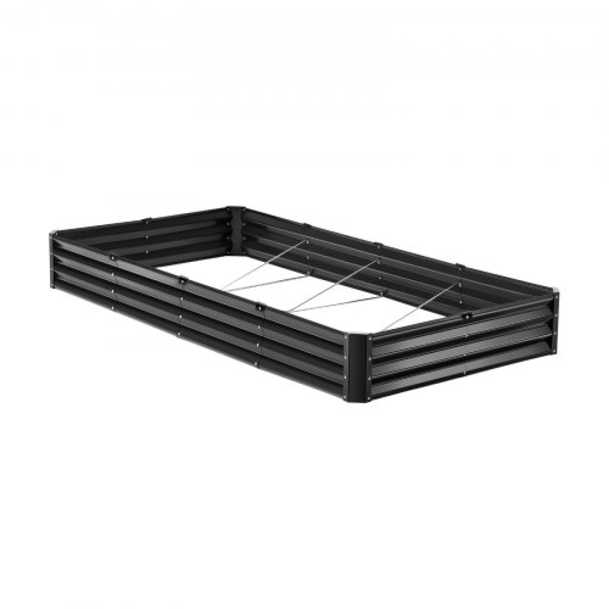 VEVOR Μεταλλικό υπερυψωμένο κρεβάτι κήπου, 2,4 x 1,2 x 0,3 m Εξωτερικό κουτί κήπου Galvalume Planter Garden Box, Σχέδιο με ανοιχτό κάτω μέρος, μεγάλο υπερυψωμένο κρεβάτι για καλλιέργεια λαχανικών, λουλουδιών, βοτάνων και παχύφυτων, σκούρο γκρι