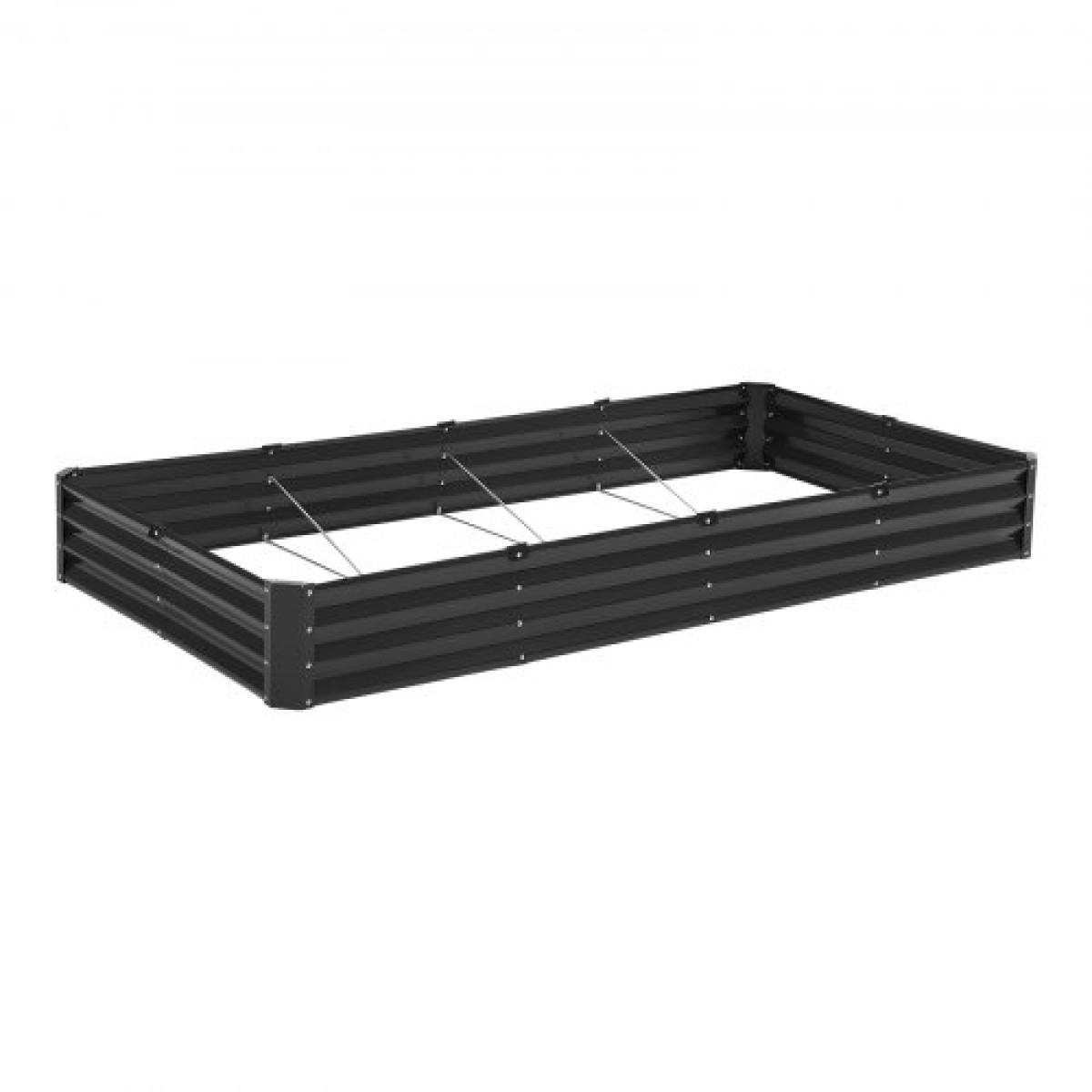 VEVOR Μεταλλικό υπερυψωμένο κρεβάτι κήπου, 2,4 x 1,2 x 0,3 m Εξωτερικό κουτί κήπου Galvalume Planter Garden Box, Σχέδιο με ανοιχτό κάτω μέρος, μεγάλο υπερυψωμένο κρεβάτι για καλλιέργεια λαχανικών, λουλουδιών, βοτάνων και παχύφυτων, σκούρο γκρι
