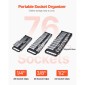 VEVOR Portable Socket Organizer Tray, 3-Piece Metric & SAE Socket Organizer Set, 1/4'', 3/8'' και 1/2'' Υποδοχή βαρέως τύπου με λαβή & μαγνητική βάση για συρτάρι εργαλειοθήκης, συγκράτηση έως και 76 υποδοχές