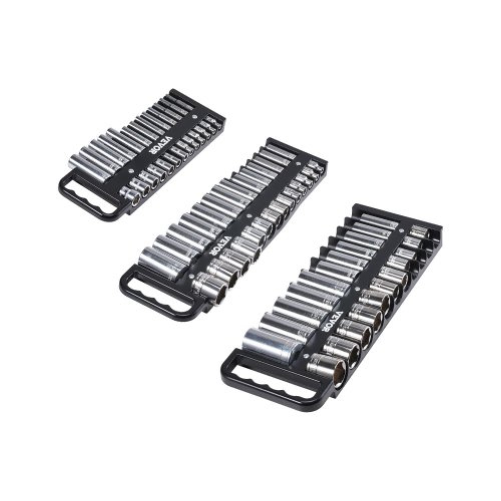 VEVOR Portable Socket Organizer Tray, 3-Piece Metric & SAE Socket Organizer Set, 1/4'', 3/8'' και 1/2'' Υποδοχή βαρέως τύπου με λαβή & μαγνητική βάση για συρτάρι εργαλειοθήκης, συγκράτηση έως και 76 υποδοχές
