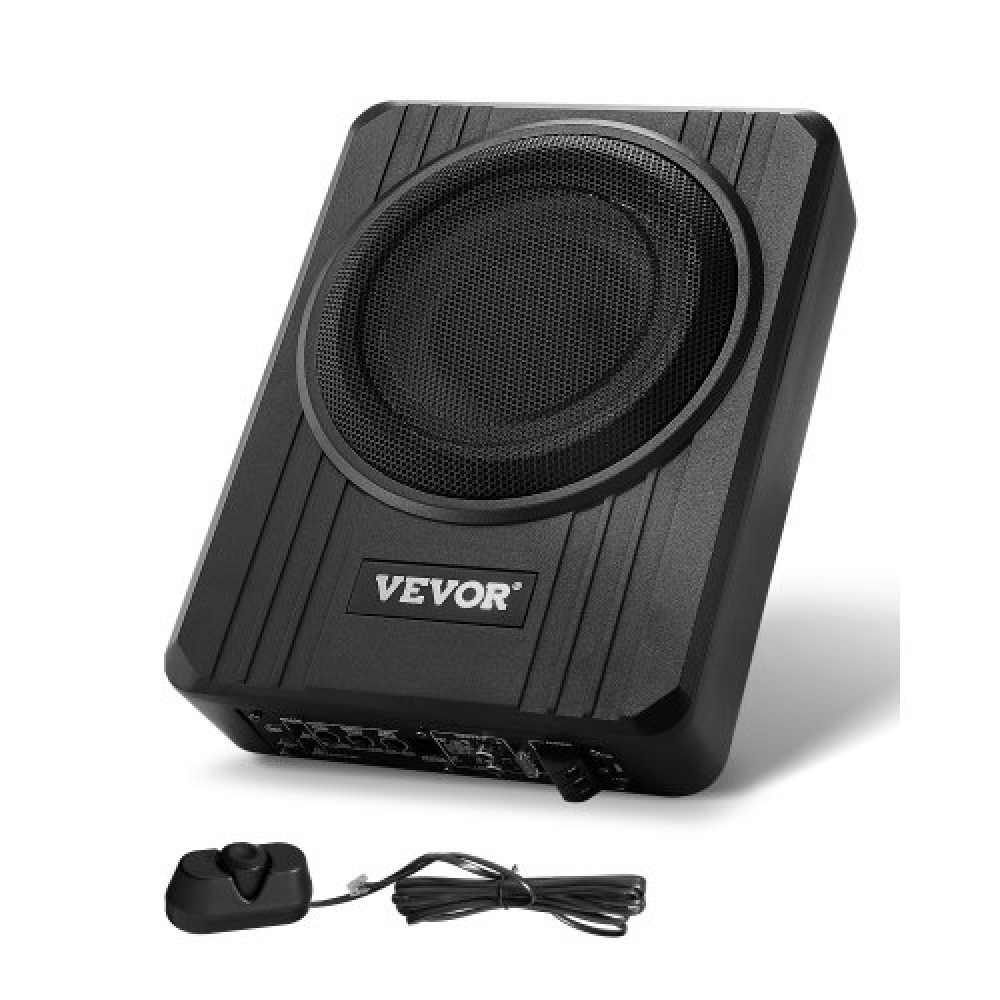 Υπογούφερ αυτοκινήτου VEVOR 8" 400 W, Λεπτά υπογούφερ αυτοκινήτου κάτω από το κάθισμα, Ενσωματωμένος δευτερεύων ενισχυτής ήχου χαμηλού προφίλ, είσοδος υψηλού/χαμηλού επιπέδου και ελεγκτής έντασης ήχου για SUV, αυτοκίνητο, φορτηγό, RV