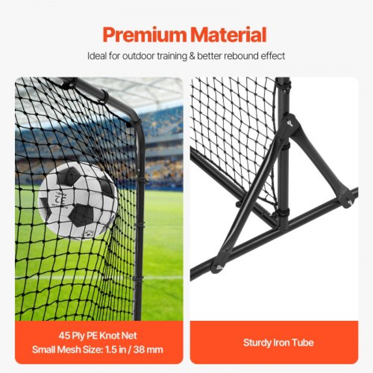 VEVOR Soccer Rebound Trainer, 6x4FT Iron Soccer Training Equipment, Sports Football Rebounder Wall, Διχτυωτό διπλής όψης, Εύκολη συναρμολόγηση, Ιδανικό για εξάσκηση στην πίσω αυλή, Solo Training, Passing