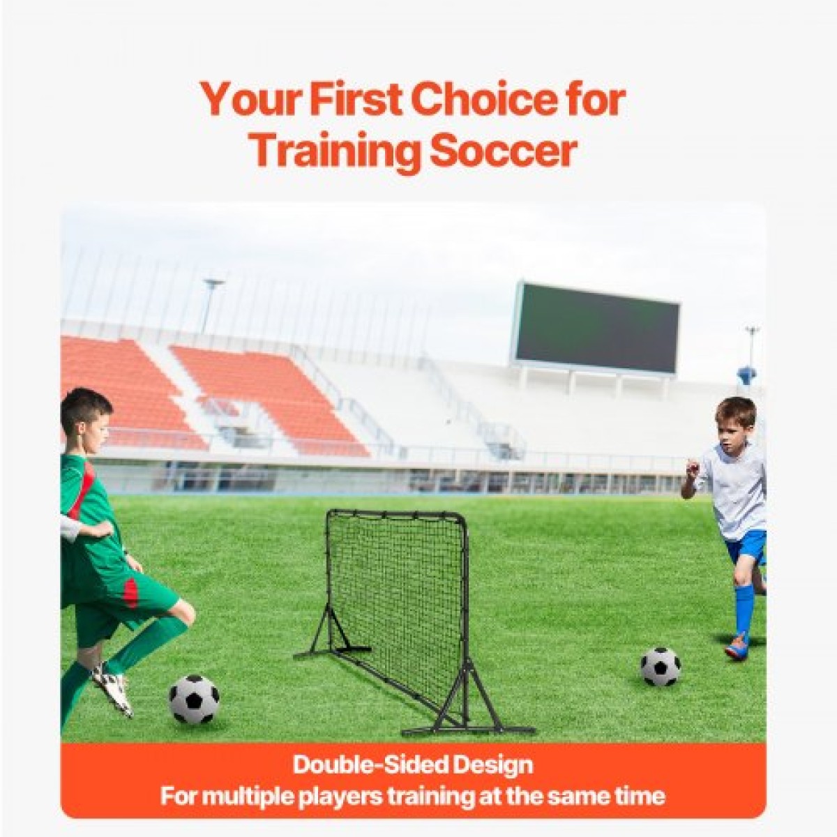 VEVOR Soccer Rebound Trainer, 6x4FT Iron Soccer Training Equipment, Sports Football Rebounder Wall, Διχτυωτό διπλής όψης, Εύκολη συναρμολόγηση, Ιδανικό για εξάσκηση στην πίσω αυλή, Solo Training, Passing