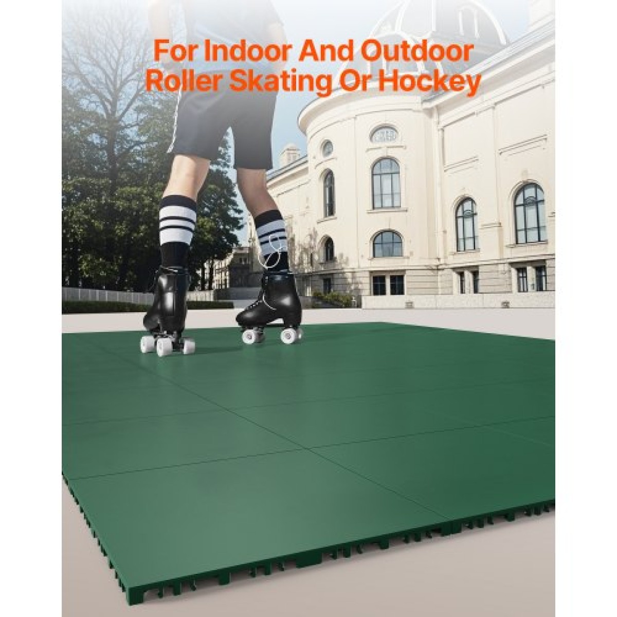 VEVOR Dryland Tiles for Hockey Floor Mat, 12 x 12 σε 8 τεμ. Συμπλεκόμενη ευέλικτη επιφάνεια προπόνησης, Πλακάκια δαπέδου χορού, πίνακας εξοπλισμού προπόνησης χόκεϊ για σκοποβολή (πράσινο, 8 τετραγωνικά πόδια/Κουτί)