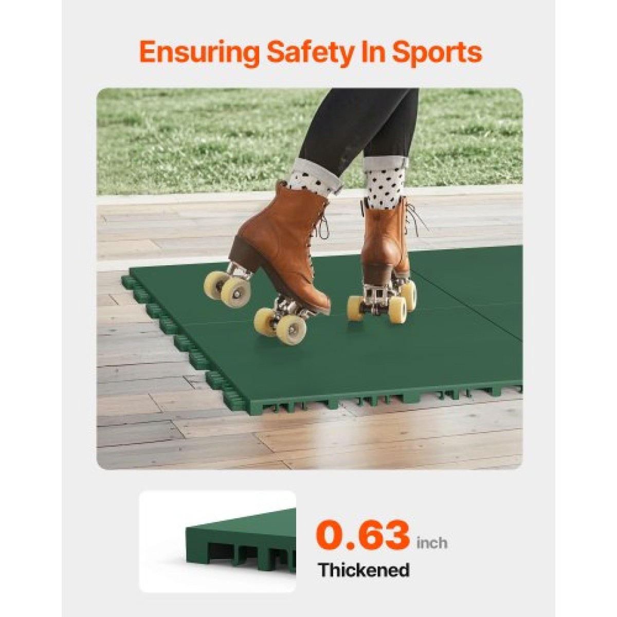 VEVOR Dryland Tiles for Hockey Floor Mat, 12 x 12 σε 8 τεμ. Συμπλεκόμενη ευέλικτη επιφάνεια προπόνησης, Πλακάκια δαπέδου χορού, πίνακας εξοπλισμού προπόνησης χόκεϊ για σκοποβολή (πράσινο, 8 τετραγωνικά πόδια/Κουτί)