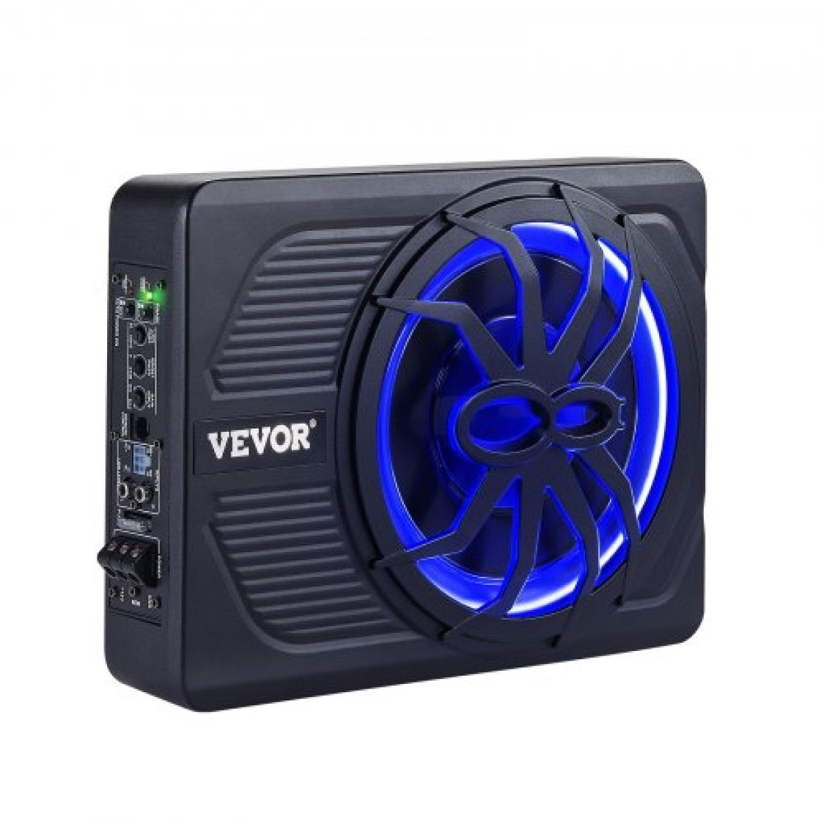 Υπογούφερ αυτοκινήτου VEVOR 10" 440W, Λεπτά υπογούφερ αυτοκινήτου με μπλε φως περιβάλλοντος, χαμηλό προφίλ ήχου κάτω από το κάθισμα με ενσωματωμένο ενισχυτή, τηλεχειριστήριο για SUV, Αυτοκίνητο, Φορτηγό, RV