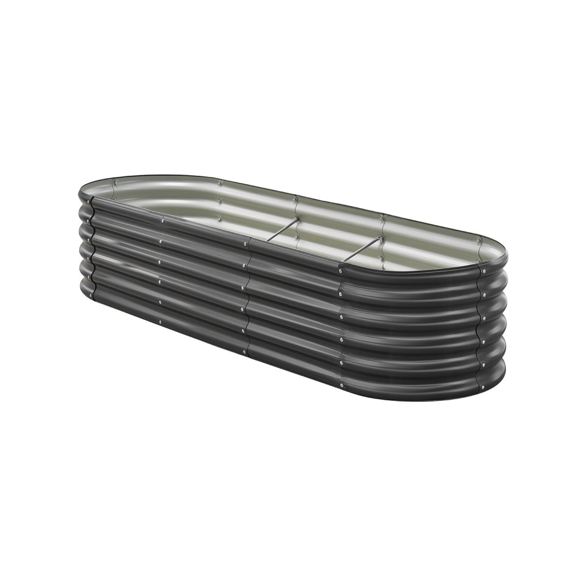 VEVOR Μεταλλικό υπερυψωμένο κρεβάτι κήπου, 2,0 x 0,6 x 0,4 m Oval Outdoor Galvalume Planter Garden Box, Ανοιχτό σχέδιο στο κάτω μέρος, Μεγάλο υπερυψωμένο κρεβάτι για καλλιέργεια λαχανικών, λουλουδιών, παχύφυτων, σκούρο γκρι
